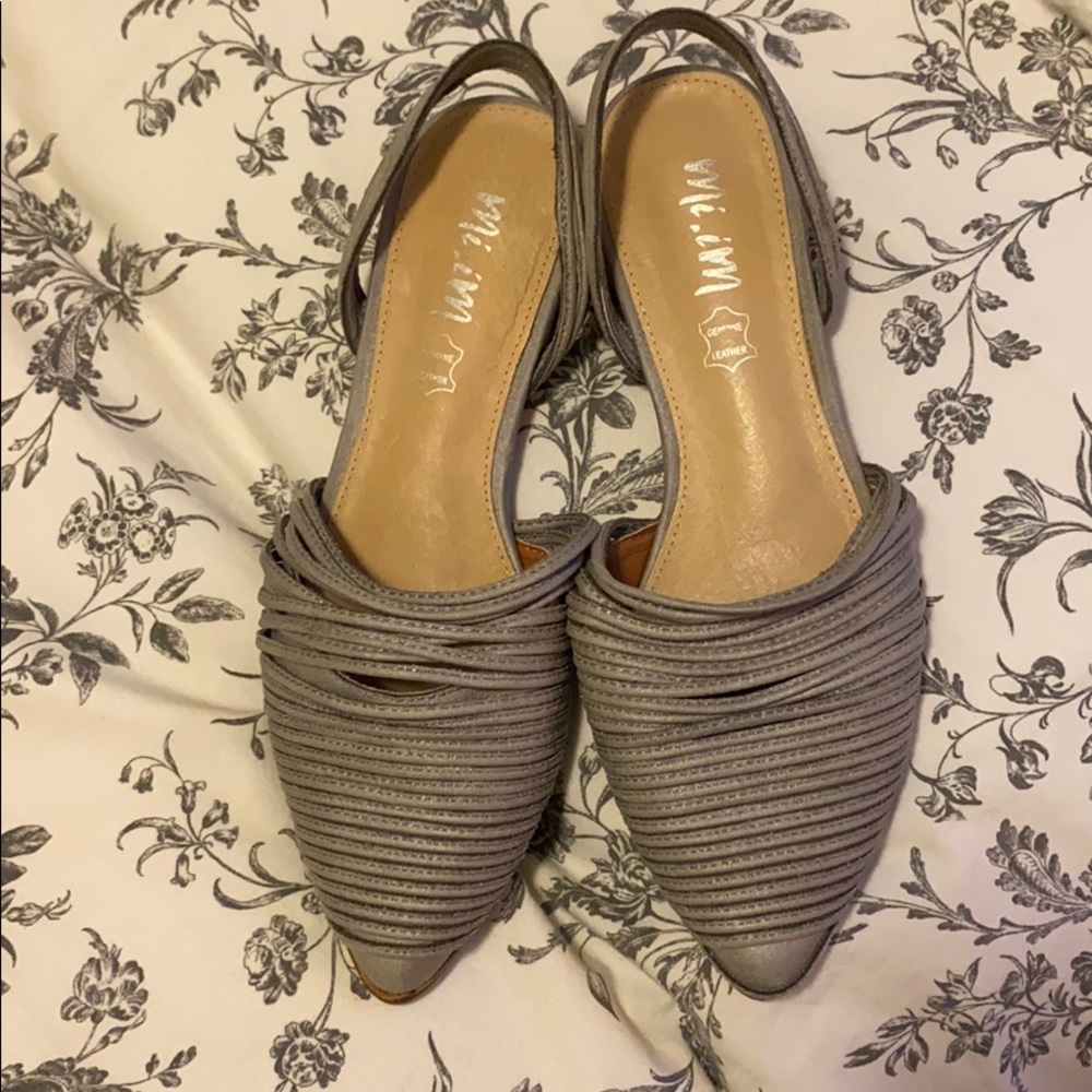 Gray leather flats-sling back